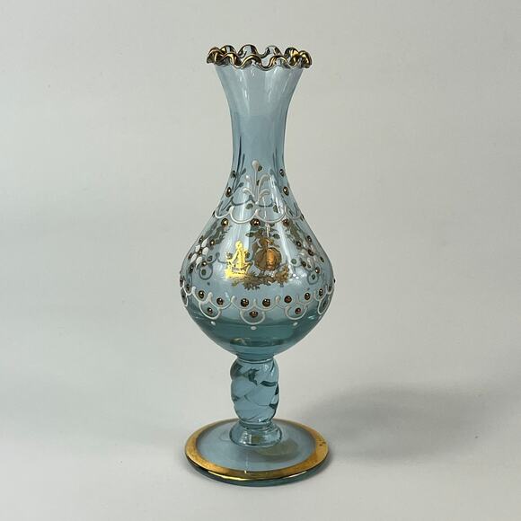 Venetian Murano Signed Bud Vase 24kt Gold 7" Hand Painted Mouthblown Fine Art - Picture 1 of 16
